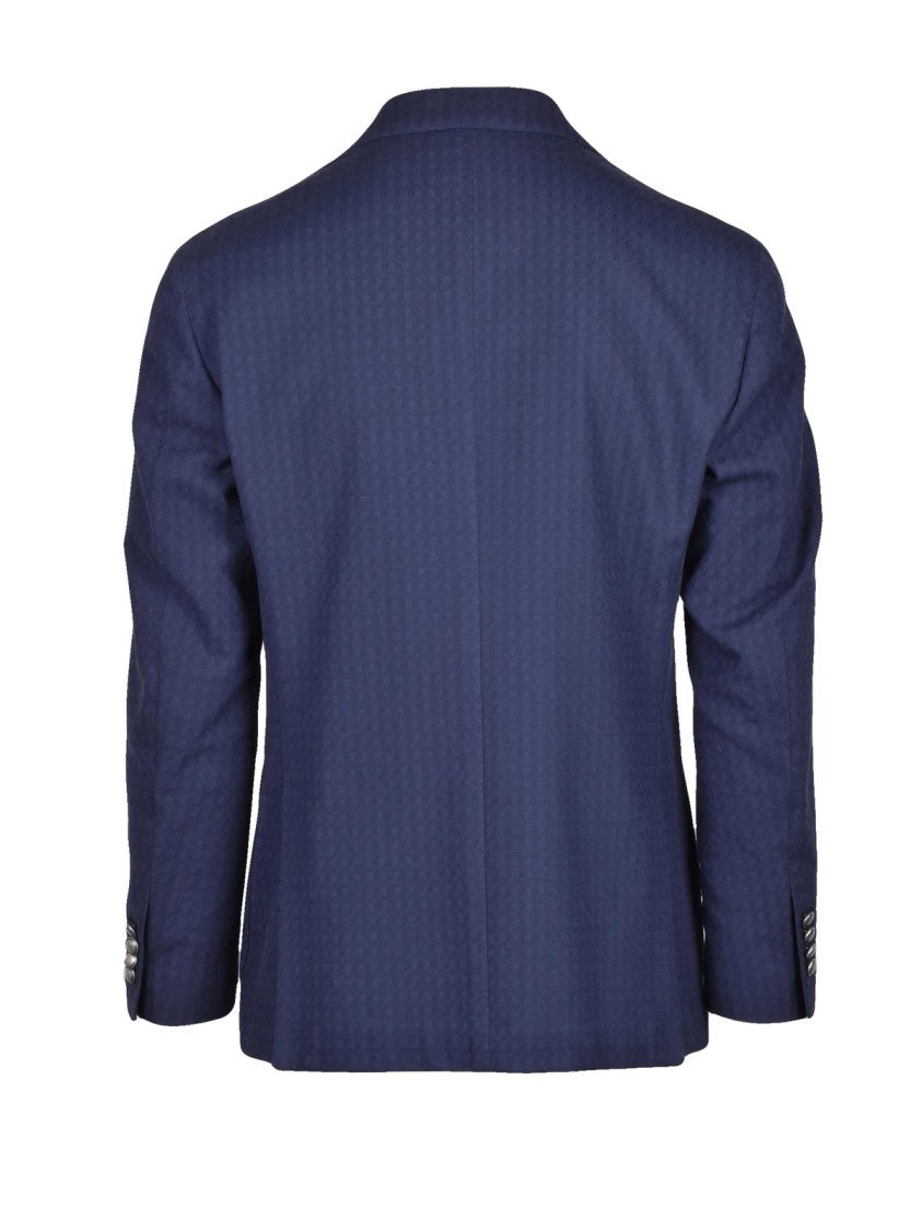 Luigi Bianchi Cotton Rounded Blazer - Navy Blue