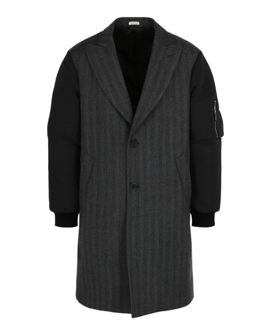 Alexander Mcqueen Herringbone Bomber Sleeve Coat