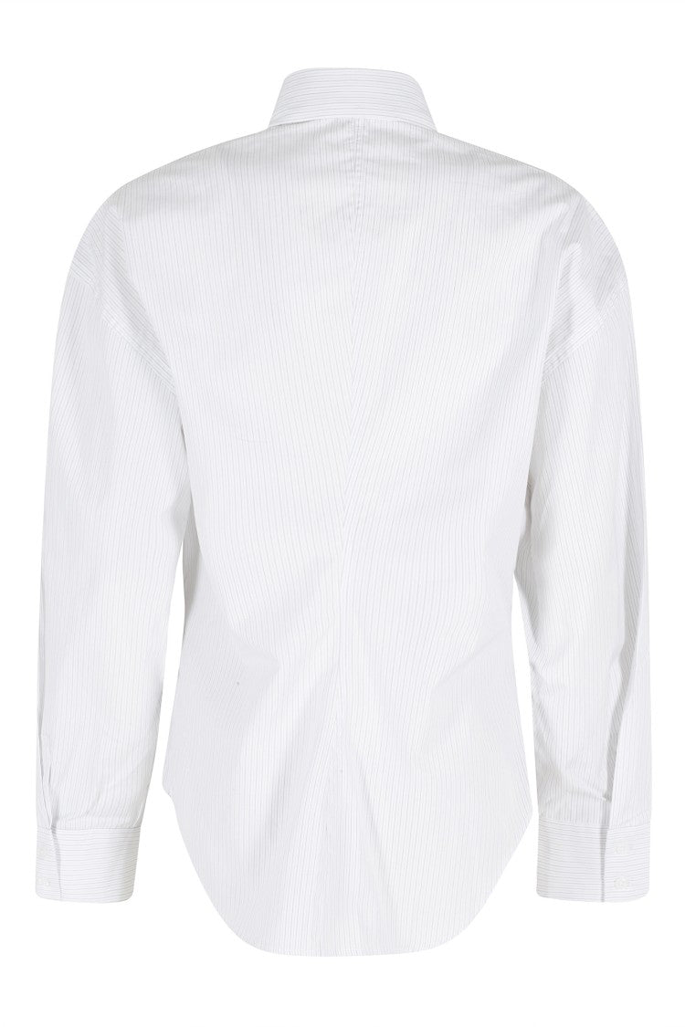 Filippa K White Hourglass Pinstripe Black-Striped Cotton Shirt