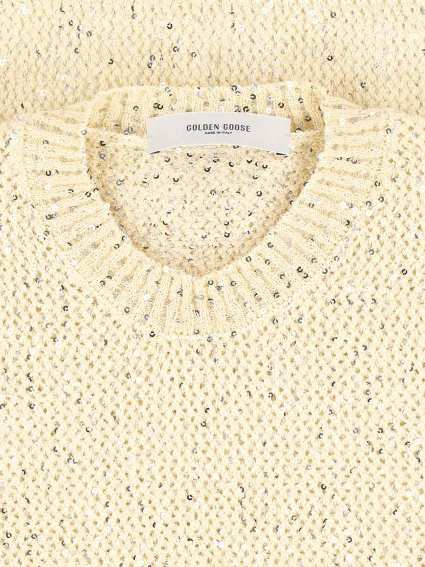 Golden Goose Sequin Knit Tank Top Cream