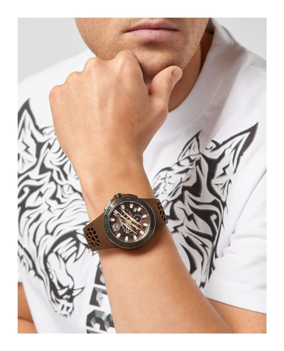 Plein Sport Chronograph Gunmetal Watch With Camo Guilloche Dial