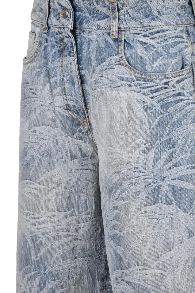 Palm Angels Loose Jacquard Jeans - Light Blue