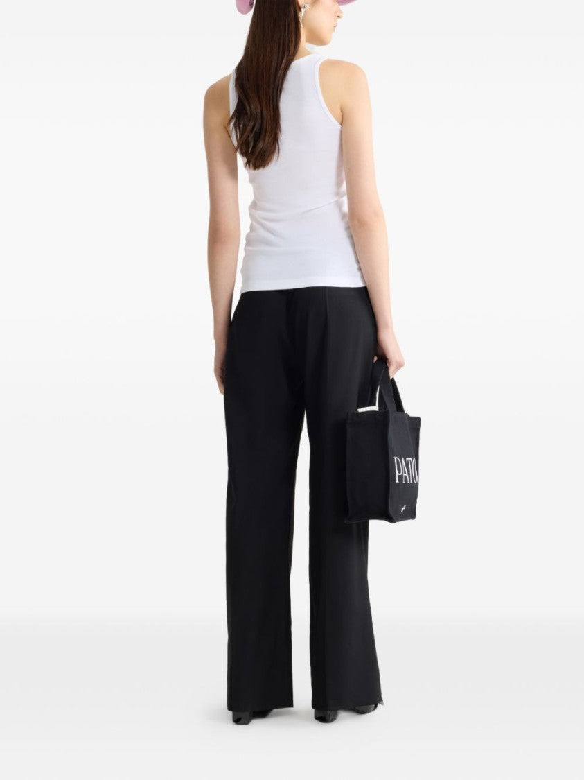 Patou White Silk And Nylon Crew Neck Top