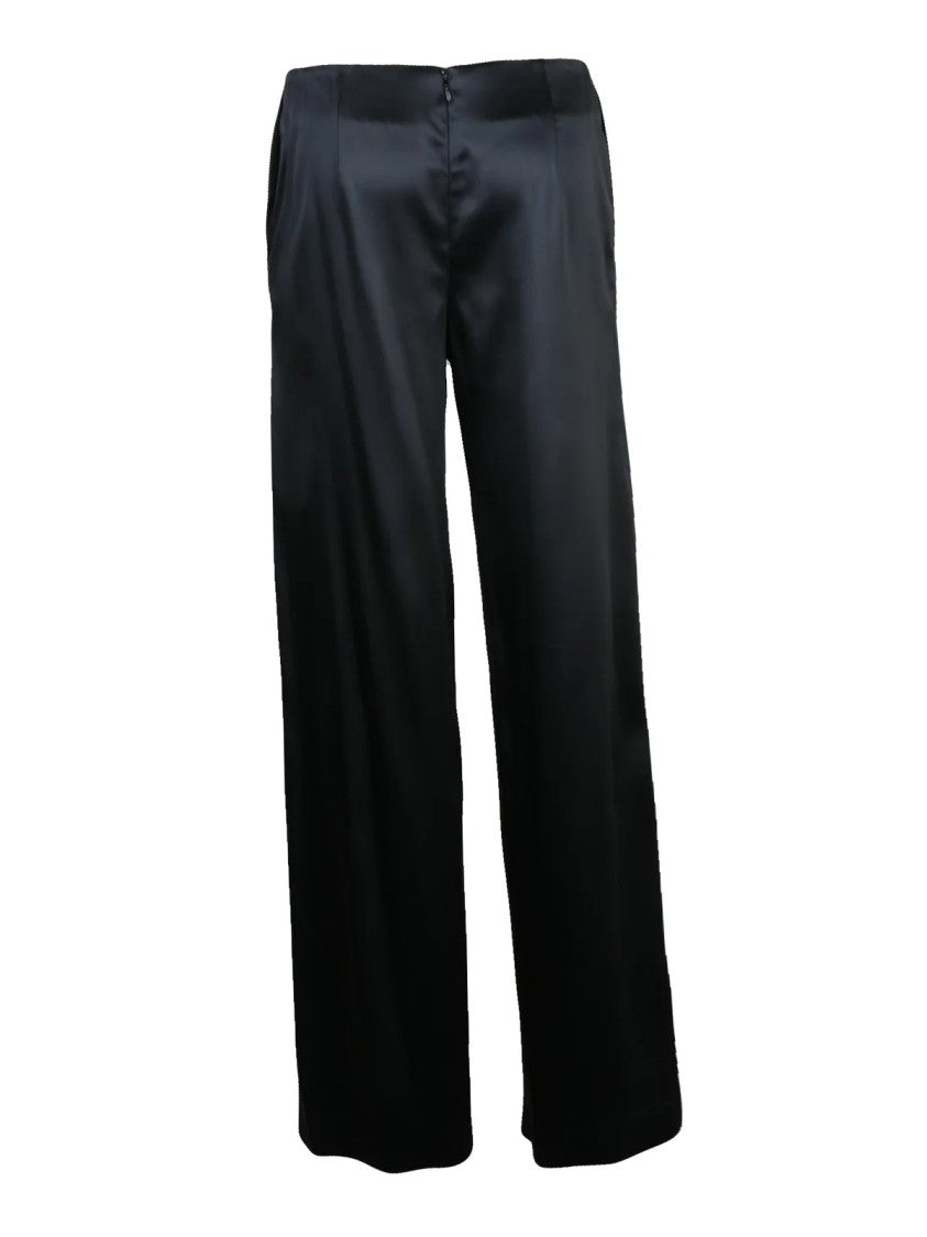 Balenciaga High Waist Satin Trousers With Zip Closure And Side Pockets