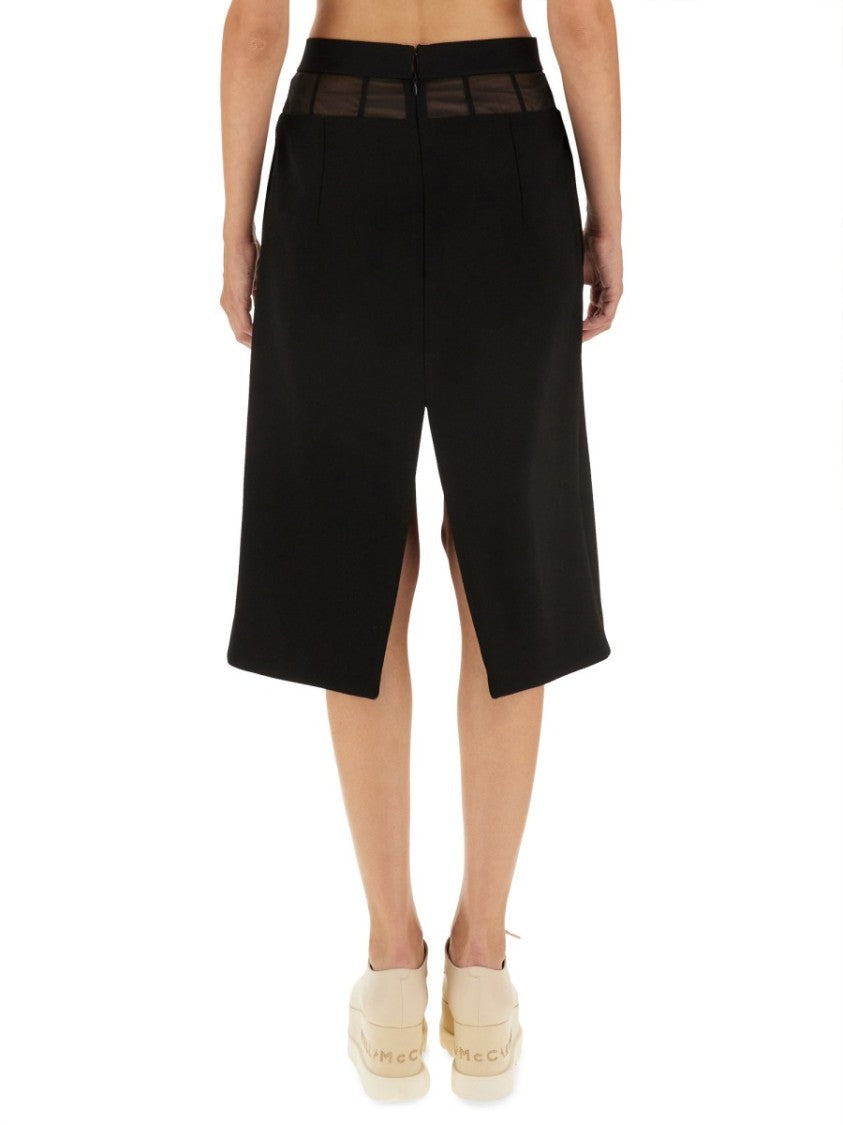 Stella Mccartney Mid-Length Black Wool Skirt With Unique Split Detail