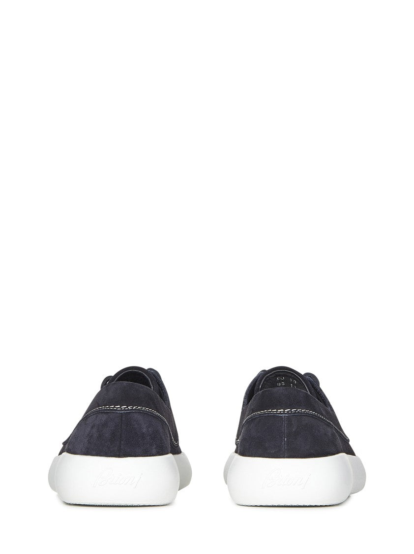 Brioni Navy Blue Suede Loafers