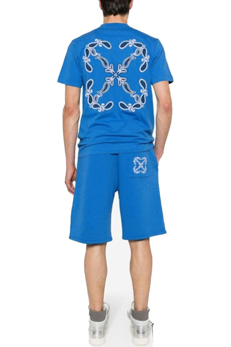 Off-White Light Blue Bandana Arrow Print Cotton T-Shirt