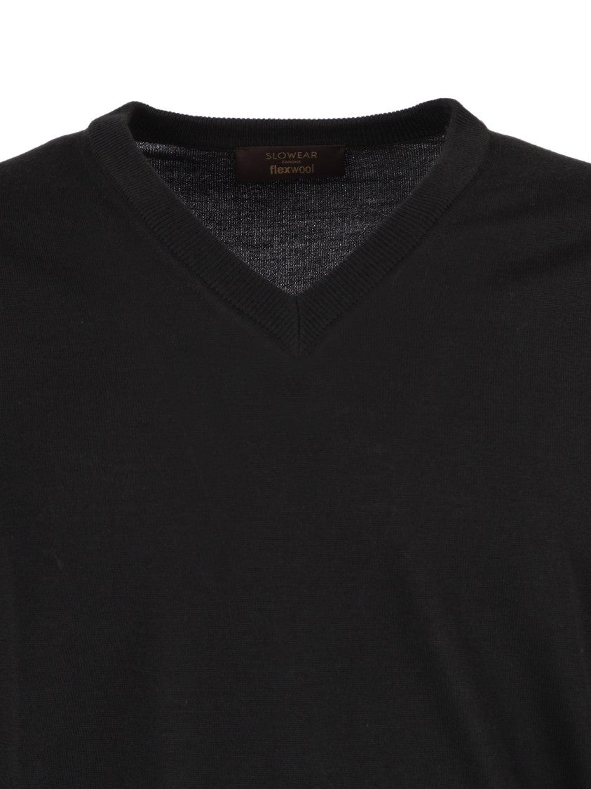 Slowear Zanone Classic Crew Neck Sweater In Virgin Wool Blend