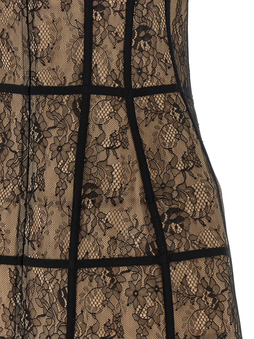 Giuseppe Di Morabito Lace Mini Dress With Grosgrain Bustier Design