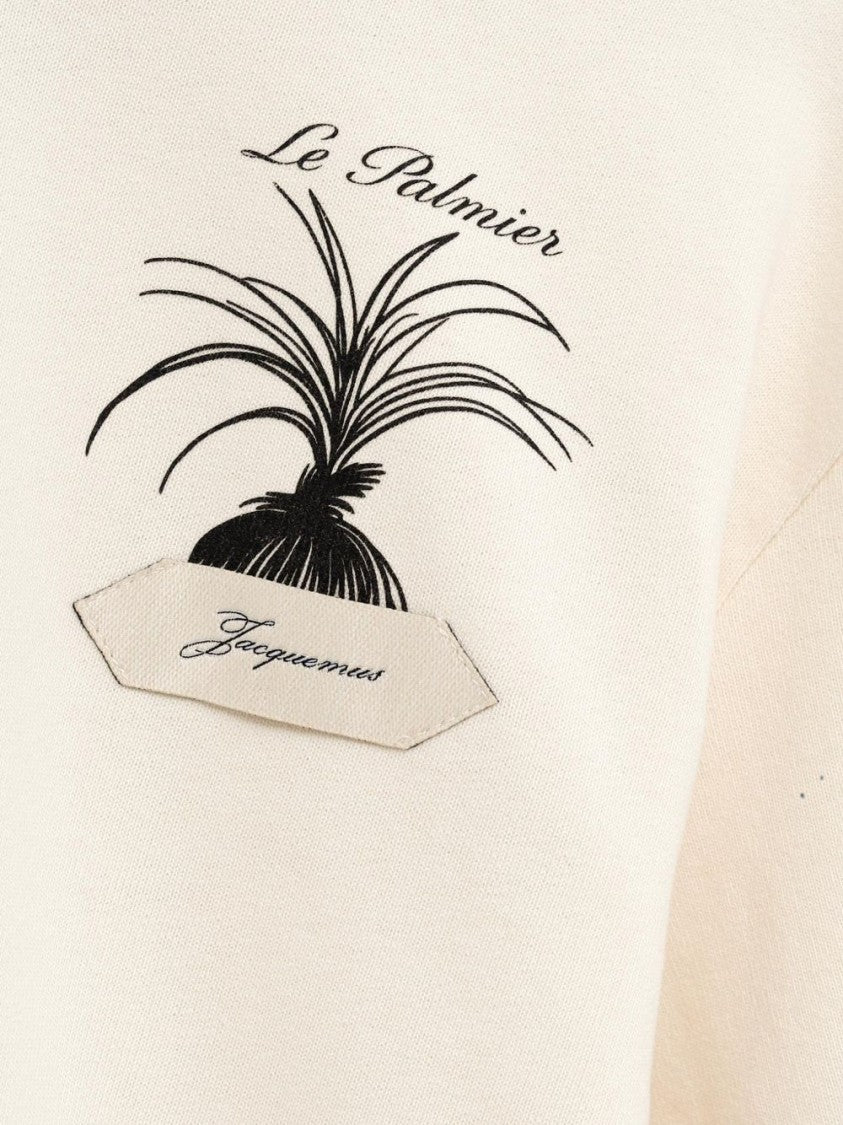 Jacquemus Light Beige Crew Neck T-Shirt With Artistic Graphic