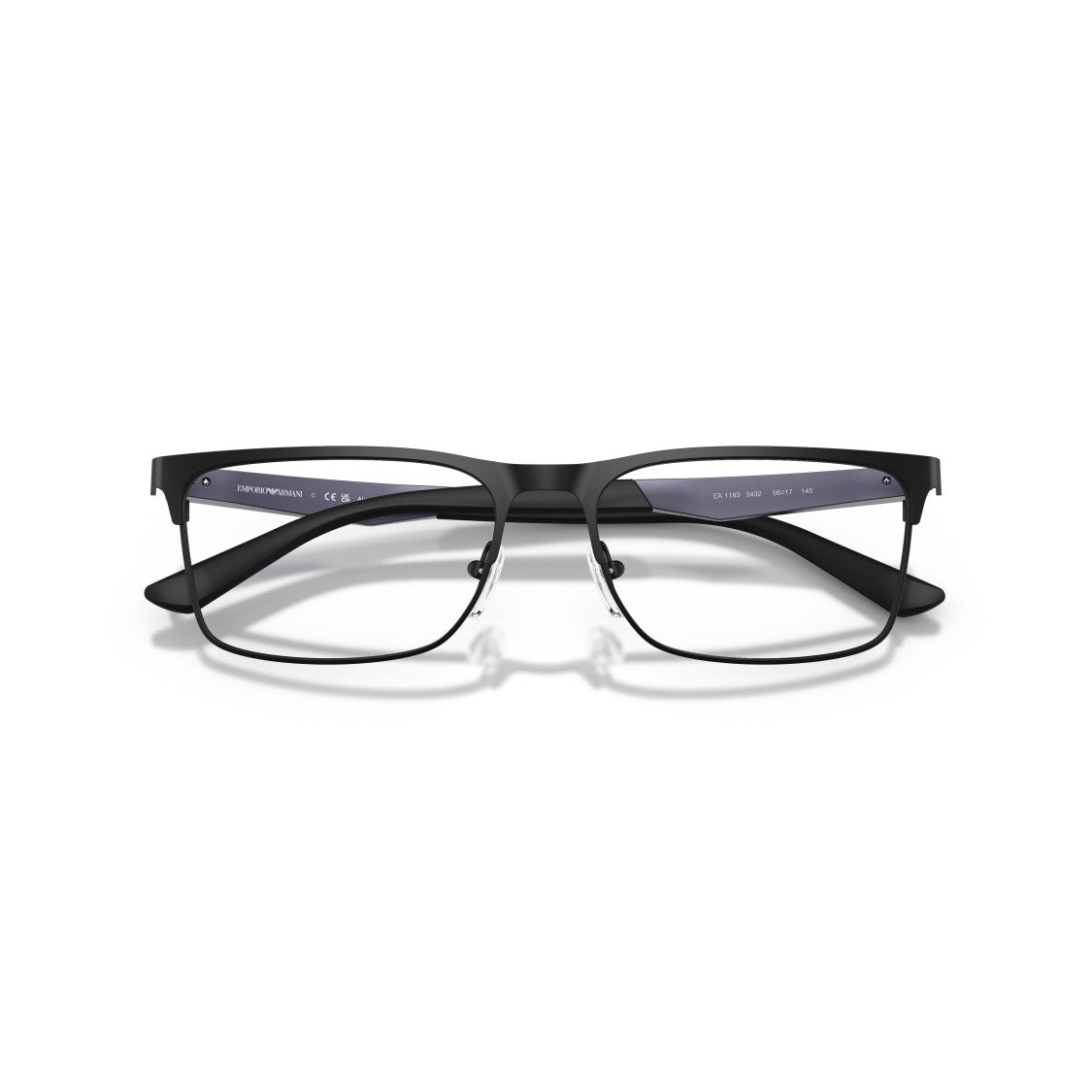 Emporio Armani 0Ea1183 Rectangular Matte Black Metal Eyeglasses With Two-Tone Temples