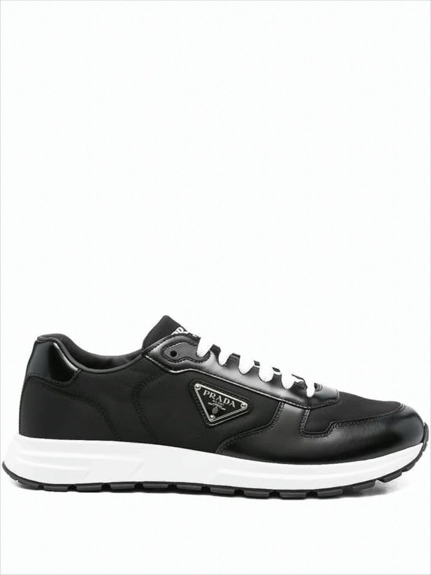 Prada Low-Top Black Sneakers With Leather And Nylon Upper