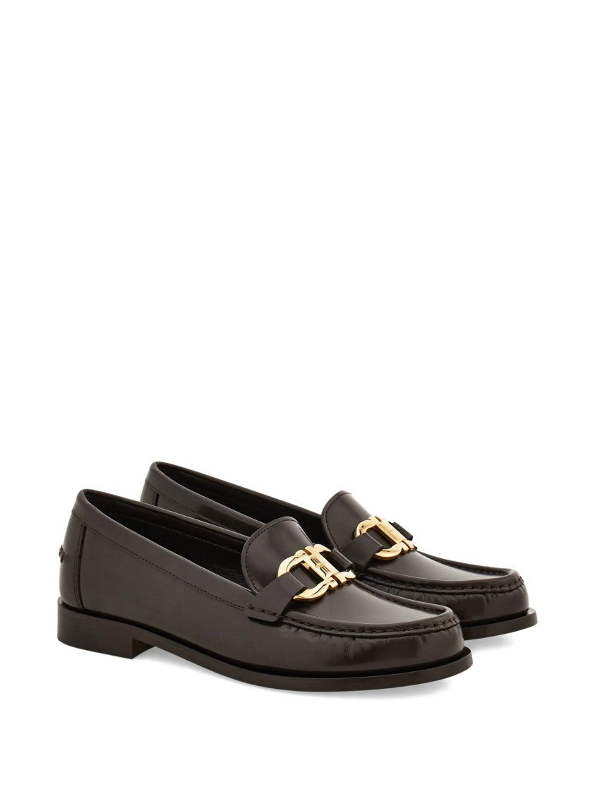 Salvatore Ferragamo Brown Maryan 2 Polished Leather Loafers
