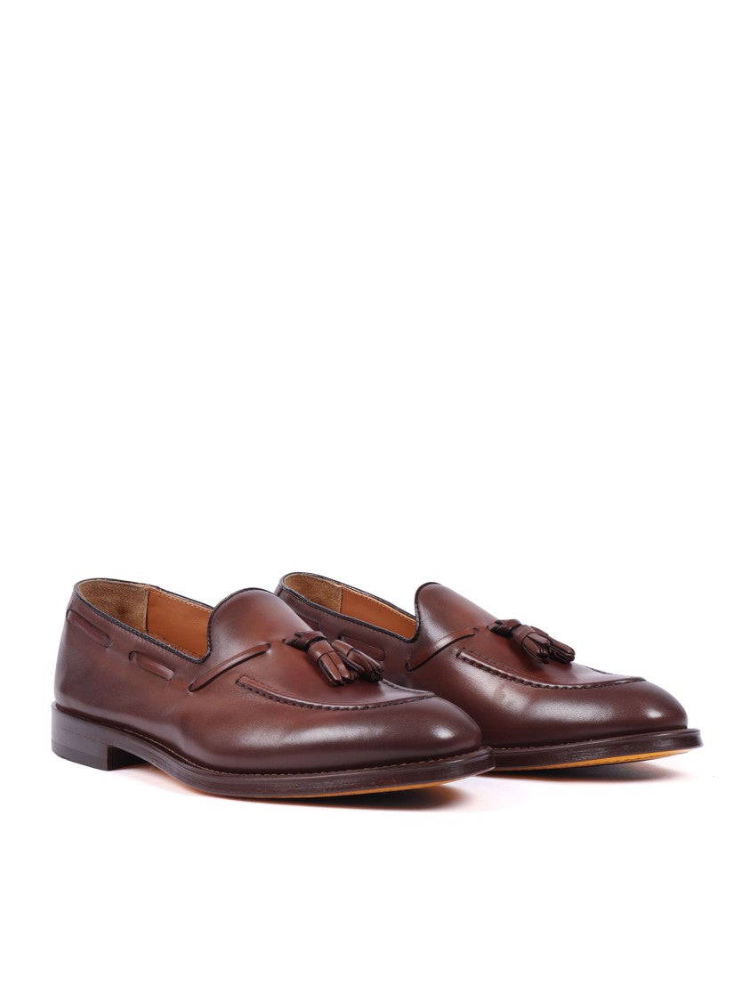 Doucal's Brown Adler Calfskin Tassel Loafers