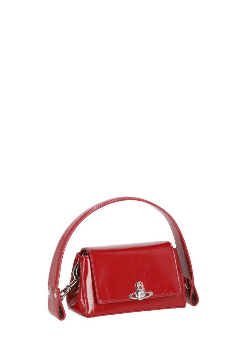 Vivienne Westwood Red Rectangular Patent Leather Orb Logo Shoulder Bag