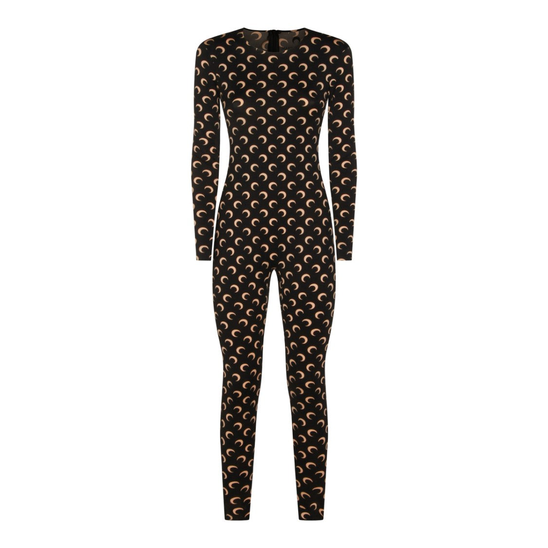 Marine Serre Fitted Black Jumpsuit With All-Over Moon Pattern