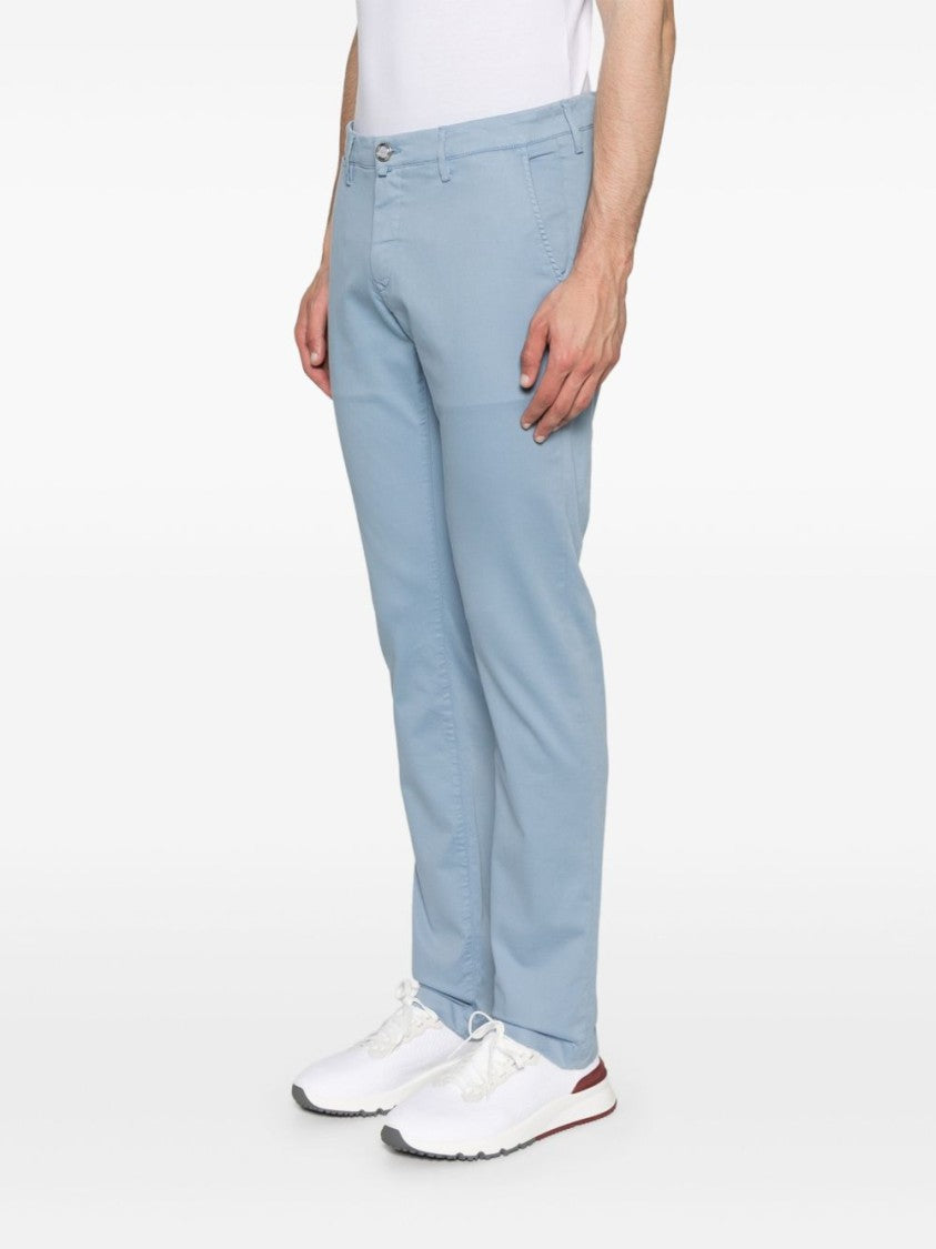 Jacob Cohen Light Blue Denim Trousers With Functional Pockets And Tailored Fit