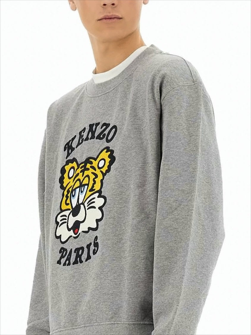 Kenzo Heather Grey Long-Sleeve Sweatshirt With Bold Graphic