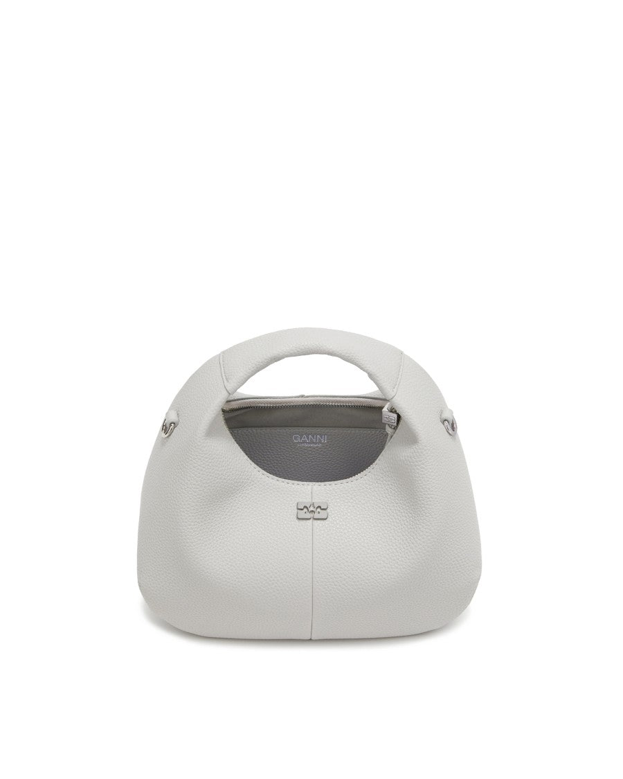 Ganni Quiet Gray Faux Leather Mini Hobo Bag