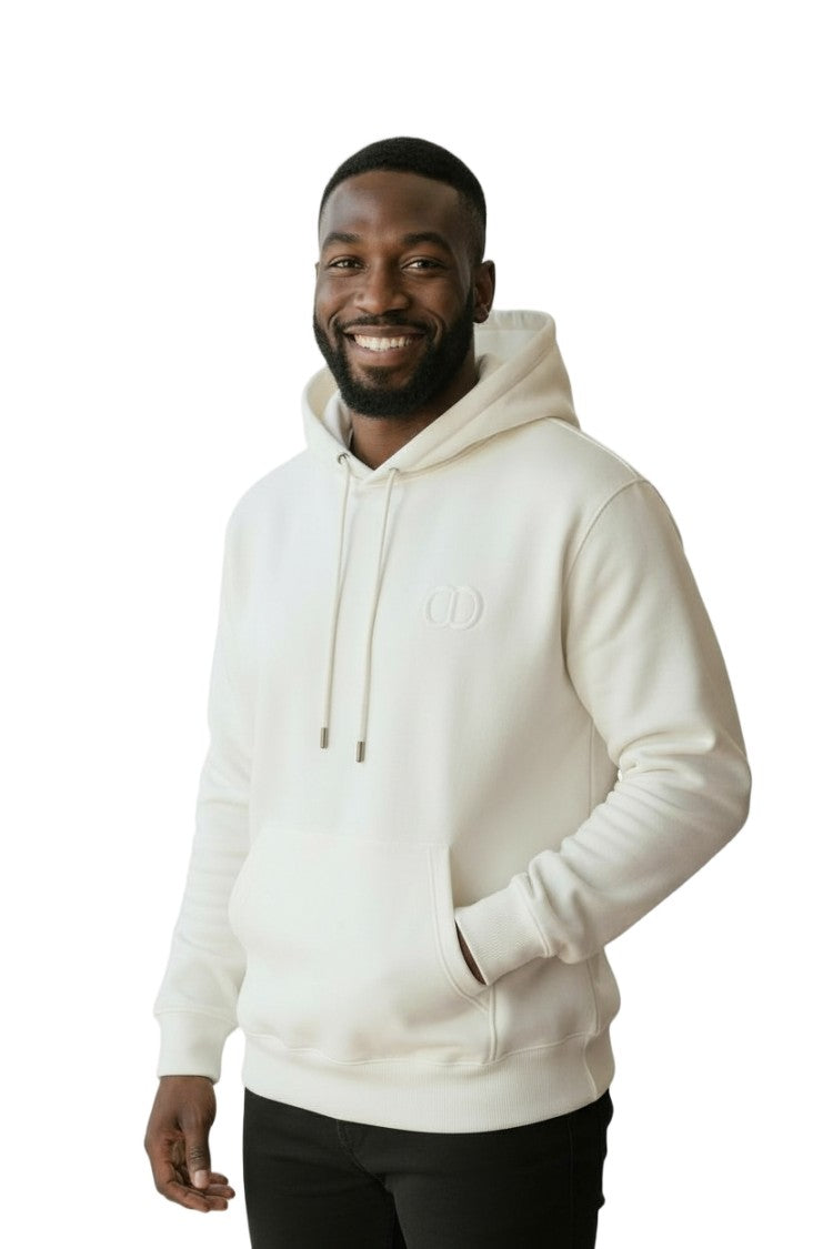 Dior White Fleece-Lined Hoodie