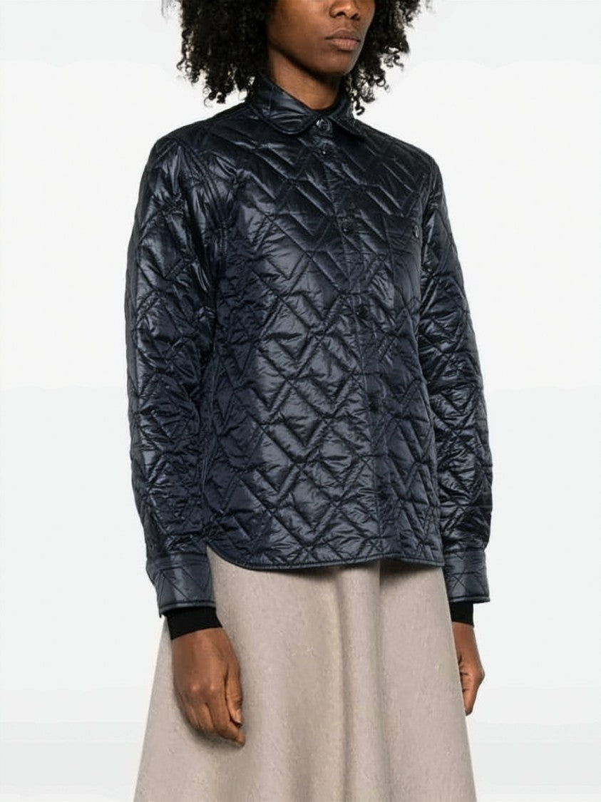 Moncler Quilted Black Jacket With Diamond Stitching