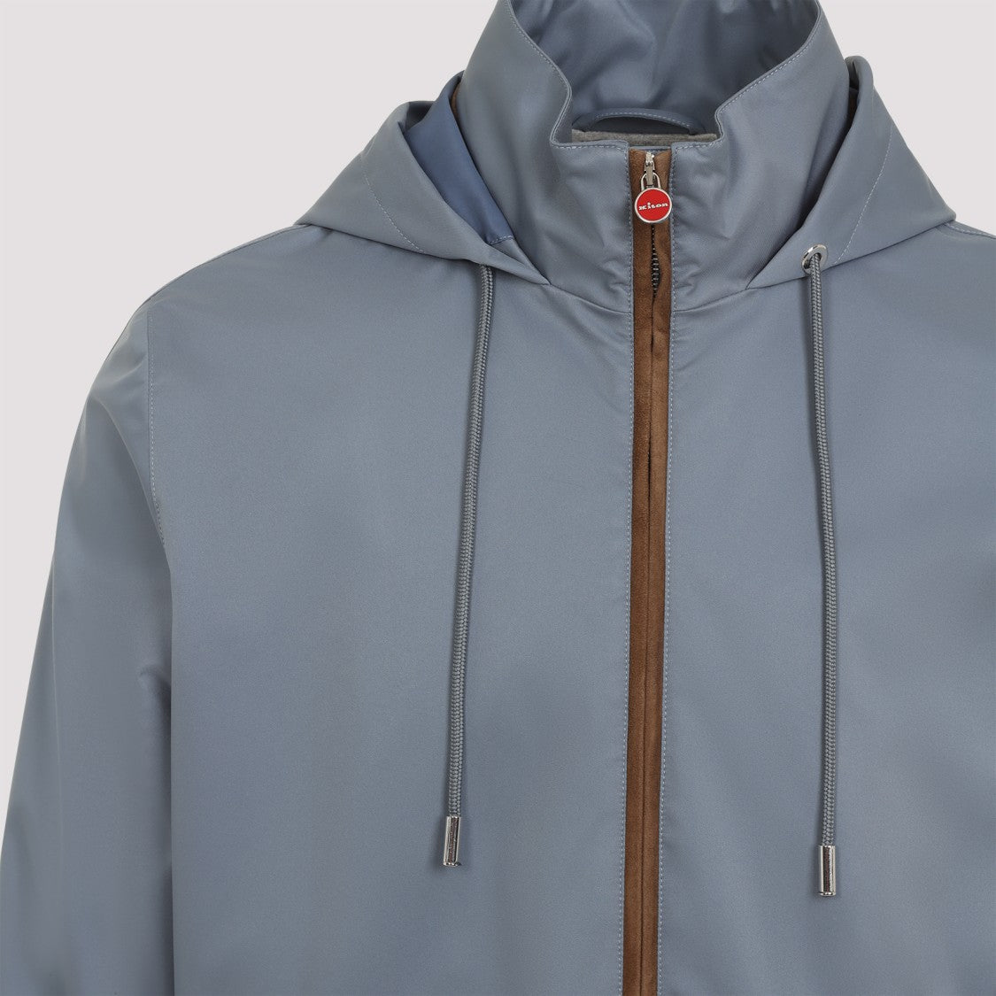 Kiton Light Blue Polyester Bomber Jacket