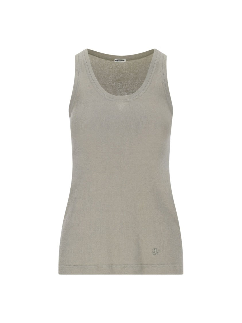 Jil Sander Tank Top Set Of 3 – White, Cream & Green