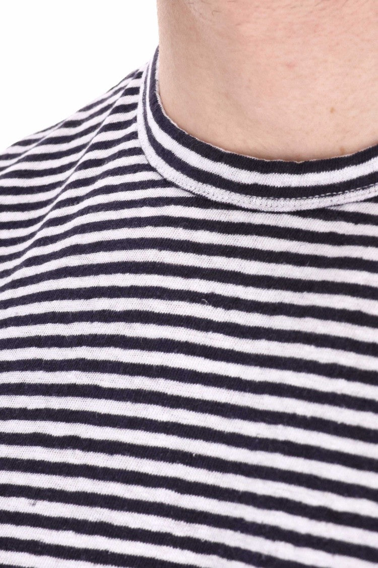 Officine Generale Horizontal Stripe Cotton-Linen T-Shirt