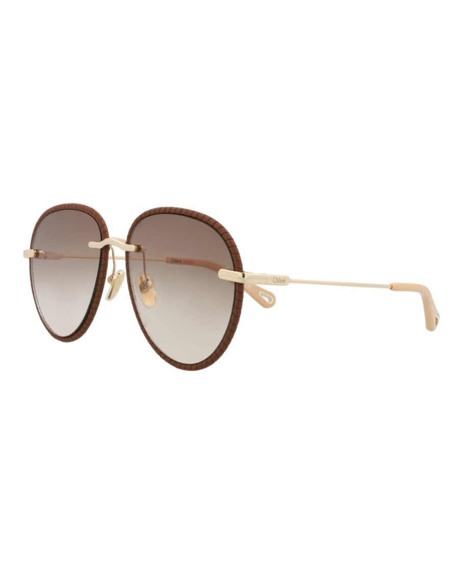 Chloé Aviator-Frame Metal Sunglasses