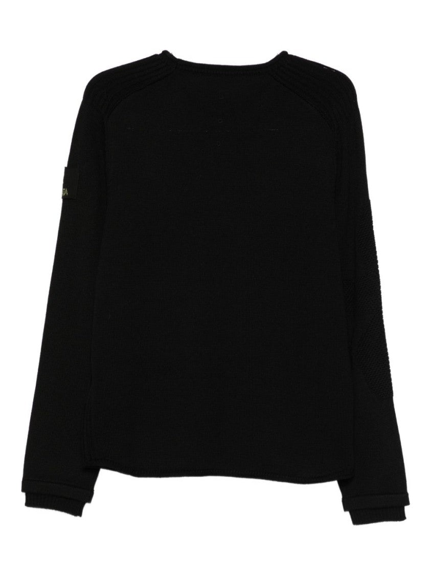 Premiata Black Virgin Wool Sweater With Crew Neckline