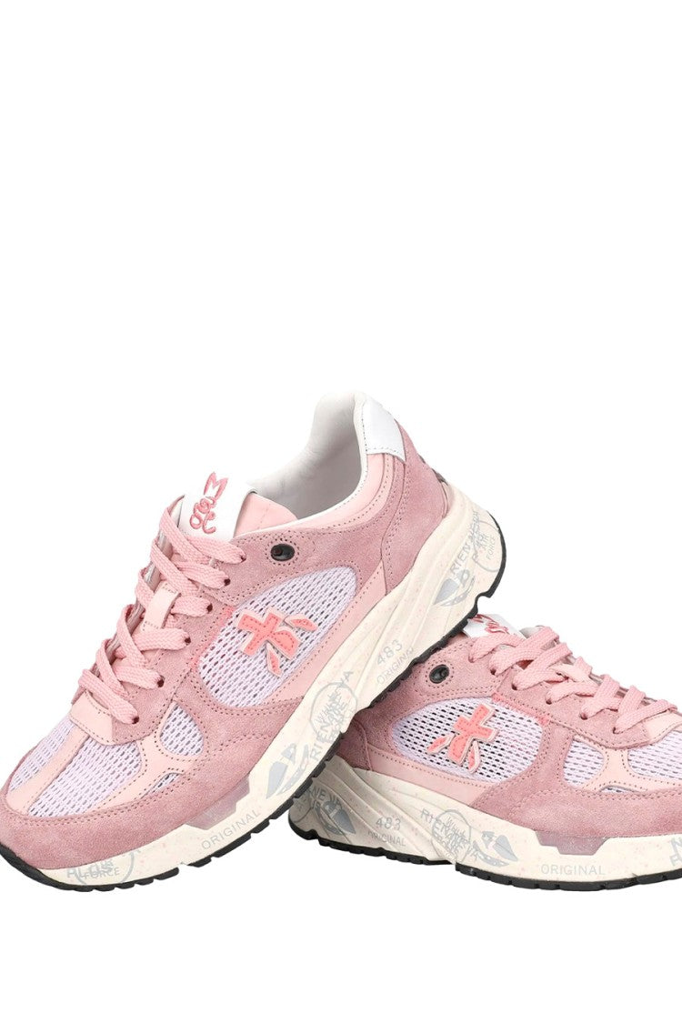 Premiata Pink Chunky-Sole Calfskin-Blend Sneakers