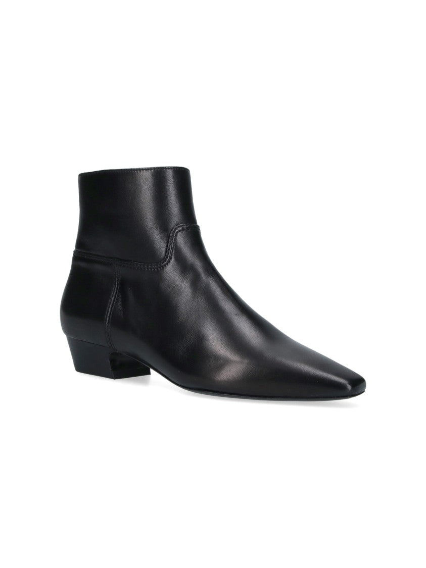 Stuart Weitzman Black Stassi Pointed-Toe Leather Boots