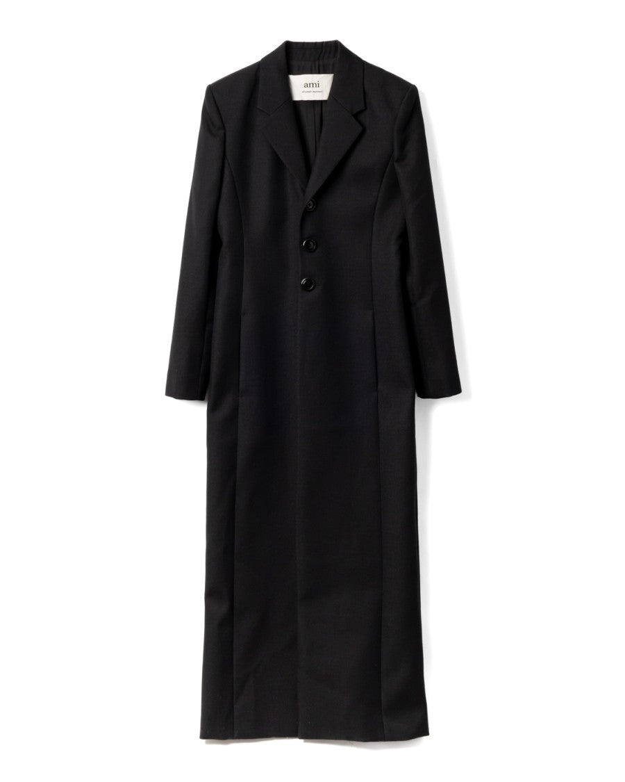 Ami Long Tailored Coat With Classic Lapel