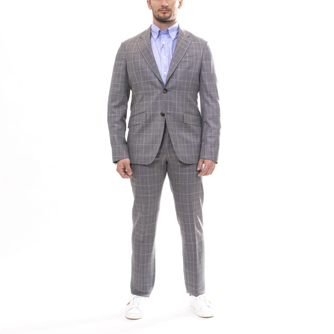 Etro Roma Grey Windowpane Check Two-Piece Suit