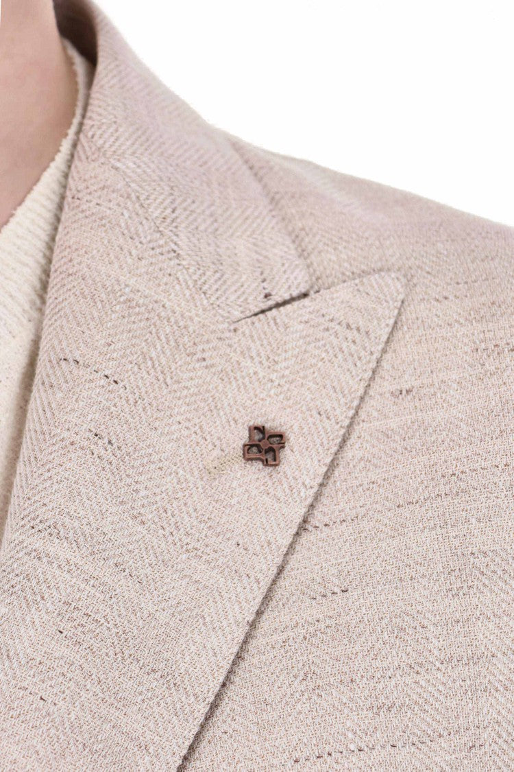Tagliatore Montecarlo Herringbone Linen-Wool Blazern