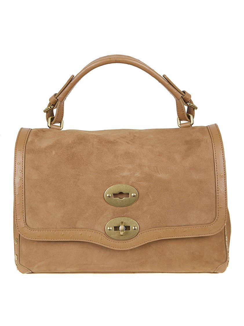 Zanellato Structured Suede Leather Handbag With Cactus Trim