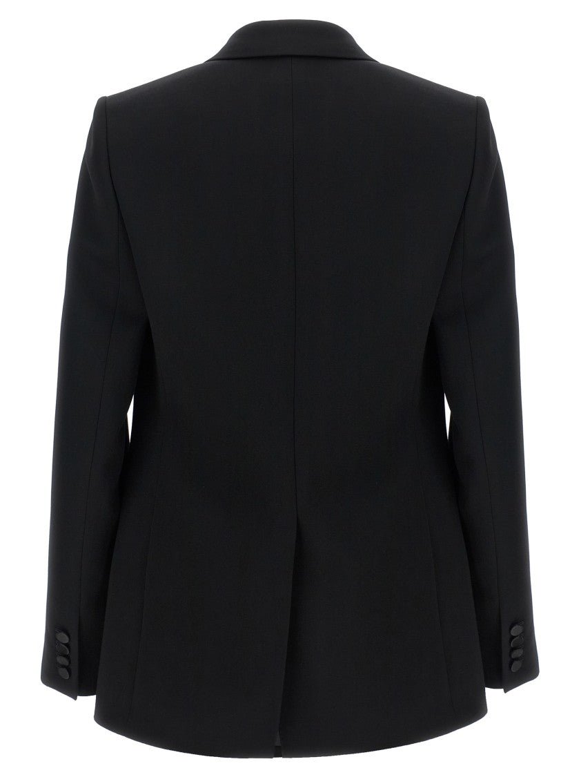 Saint Laurent Single-Breasted Grain De Poudre Wool Blazer With Satin Mirror Lapels