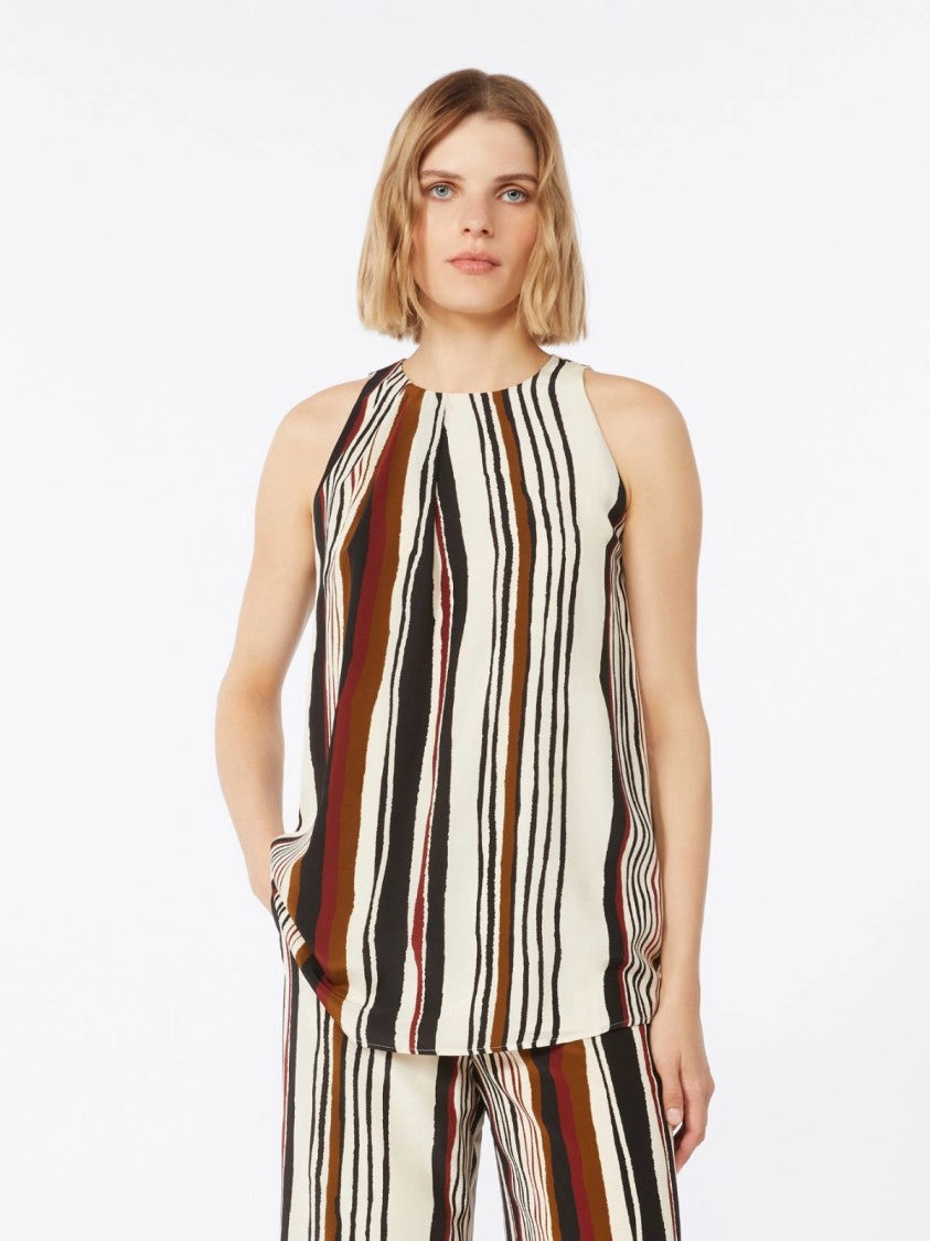 Max Mara Relaxed Fit Sleeveless Top With Abstract Stripe Design