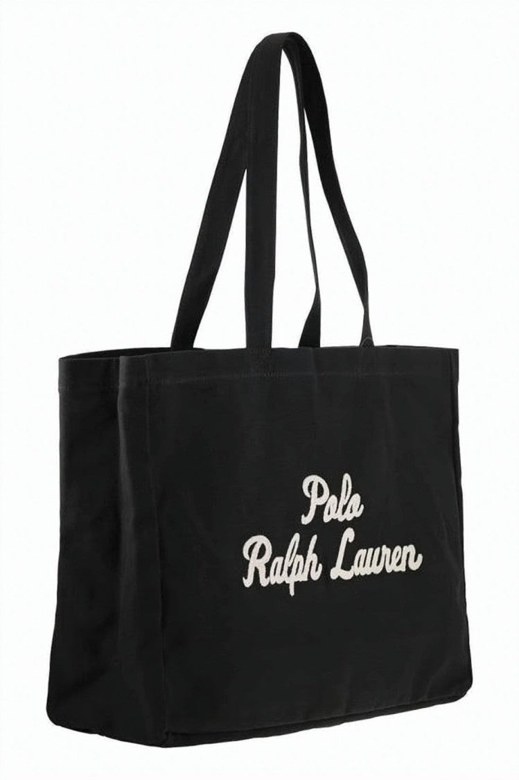 Polo Ralph Lauren Beige Embroidered Logo Cotton Tote Bag