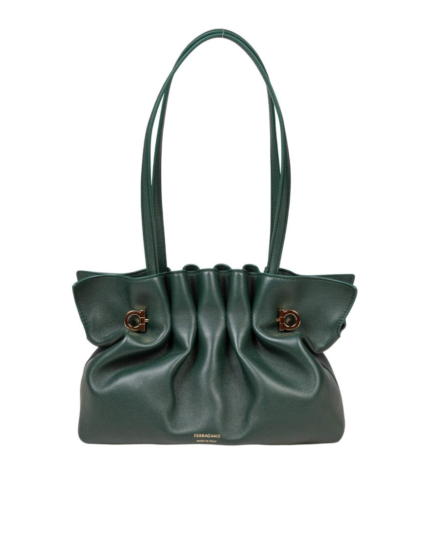 Salvatore Ferragamo Green Nappa Soft Bag S Shoulder Bag