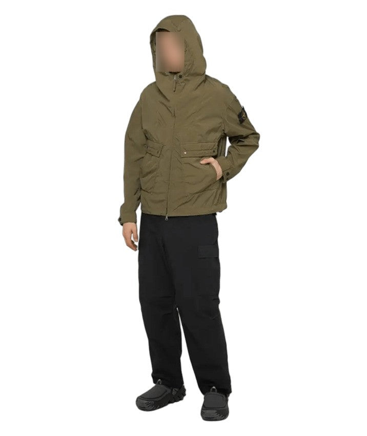 Stone Matte Finish Lightweight Jacket With Double-Layer Hood