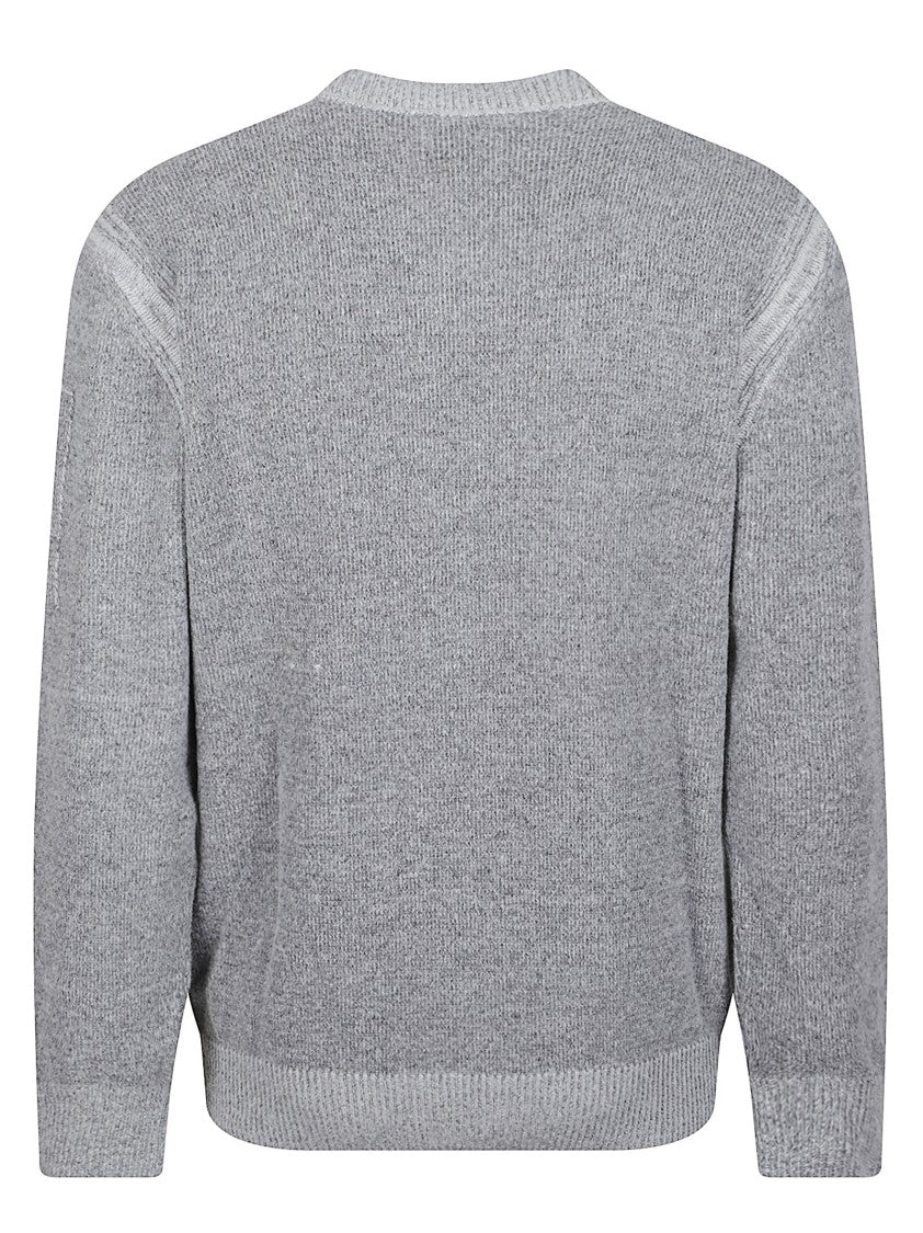 C.P. Company Grey Heathered Crewneck Polyamide-Blend Sweater