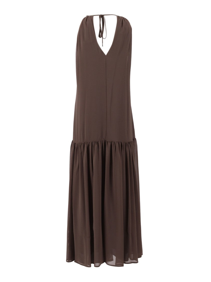 Peserico Polyester Halter Neckline Tiered Midi Dress