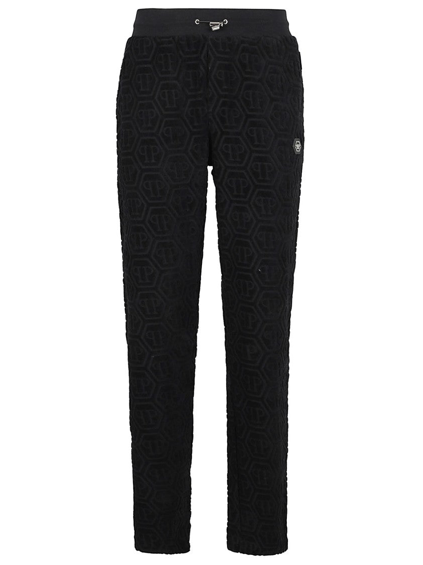 Philipp Plein Textured Black Trousers With Relaxed Fit