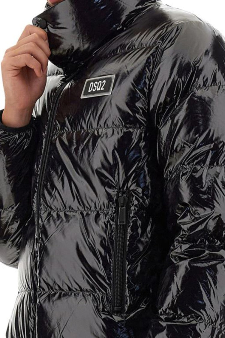 Dsquared2 Padded Black Jacket With High Collar And Zippered Pockets