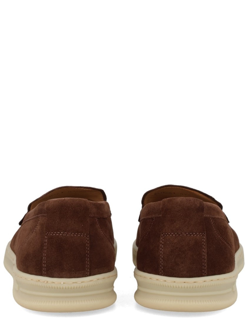 Woolrich Smooth Suede Moccasin Loafers With Contrasting Rubber Sole