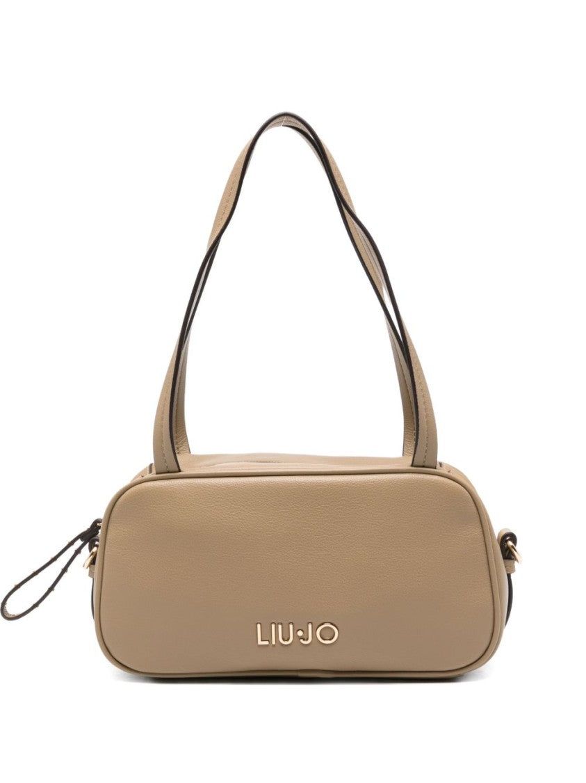 Liu Jo Brown Grained Gold-Tone Handbag