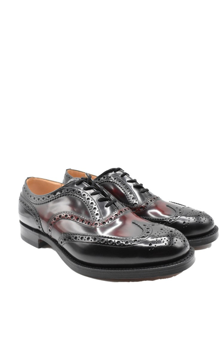 Church's Black Leather Burgundy-Panel Wingtip Derby Shoes