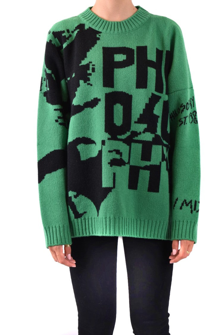 Philosophy Di Lorenzo Serafini Oversized Wool Sweater With Graphic Design