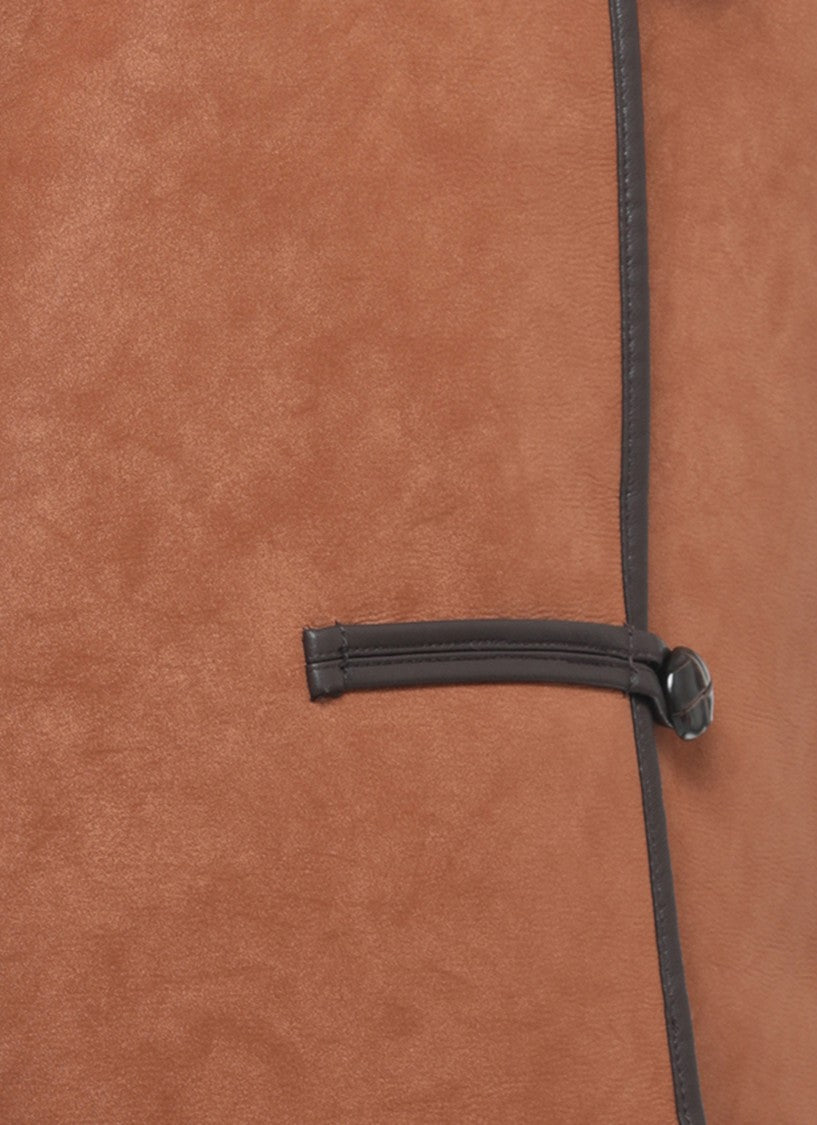 Stand Studio Cropped Brown Jacket With Hood And Internal Shearling